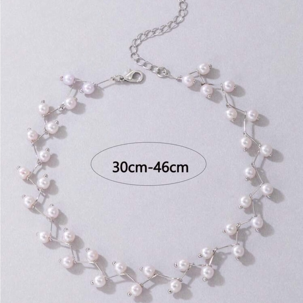 ⚠️Clearance Elegant Pearl Silver And White Choker Necklace - Picture 6 of 6